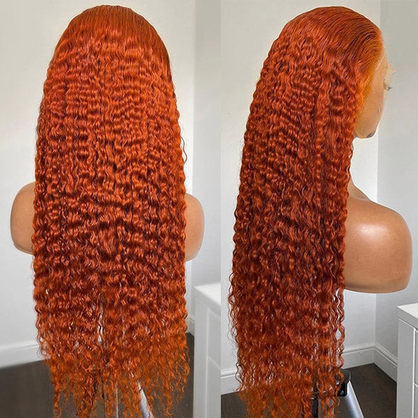 Ginger Orange Wig Human Hair Curly Hair Lace Front Wigs Transparent HD Lace Wigs