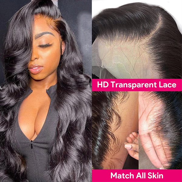 13x6 HD Lace Front Human Hair Wigs Body Wave Hair Undetectable Invisible Lace Wigs 180% Density