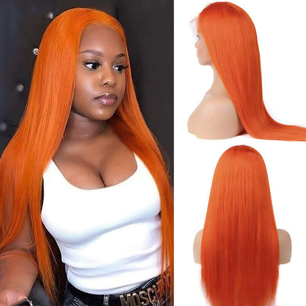 Ginger Orange Lace Front Wigs 13x6x1 HD Lace Frontal Human Hair Wigs Brazilian Straight Hair