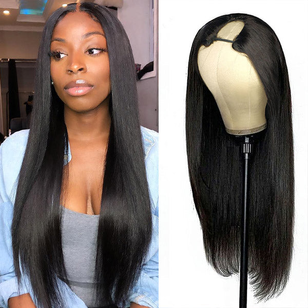 Straight Virgin Hair Wigs U Part Wig 100% Human Hair Wigs No Lace Wig