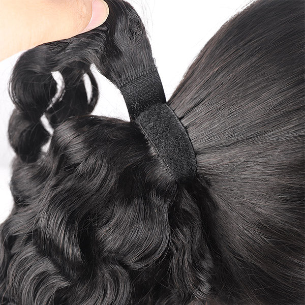 Wrap Around Ponytail Virgin Human Hair Water Wave Ponytail Extensions