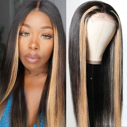 Highlight Straight Human Hair Wig 4*4 Lace Closure Wigs TL27 Ombre Wigs