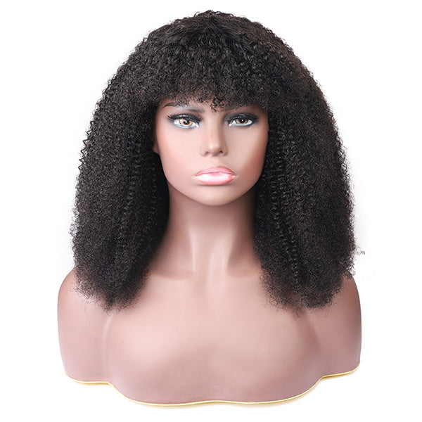 Curly Hair Wigs With Bangs Afro Curly Full Machine Made Wigs