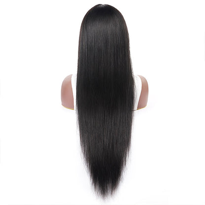 Straight Virgin Human Hair Wigs Machine Made Virgin Hair Wig With Neat Bangs