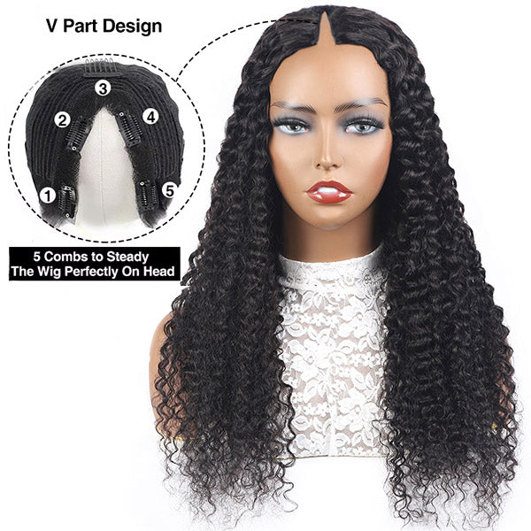 Curly Thin Part Wig V Part Human Hair Wigs Updated U Part Wig No Glue