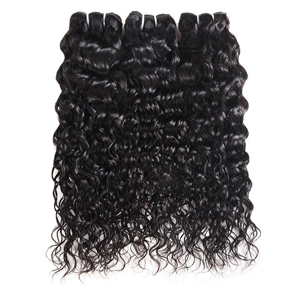 Peruvian Water Wave 3 Bundles With 4*4 Lace Closure Human Hair Extensions