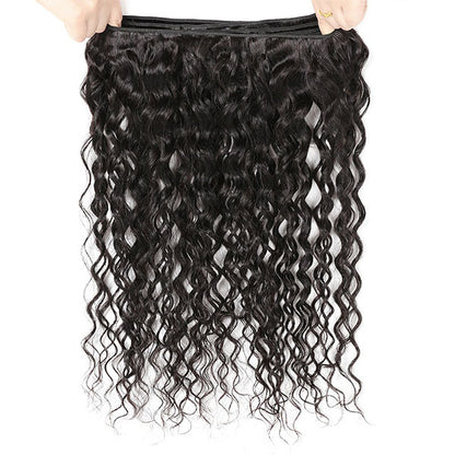 Hairsmarket Brazilian Virgin Hair Water Wave 3 Bundles With Lace Closure