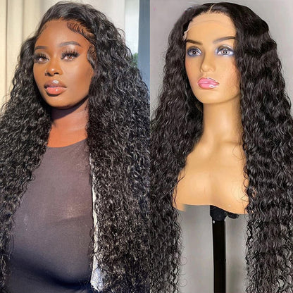 5x5 HD Glueless Lace Closure Wigs Water Wave Human Hair 30 Inch Long Wigs