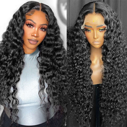 5x5 HD Glueless Lace Closure Wigs Water Wave Human Hair 30 Inch Long Wigs