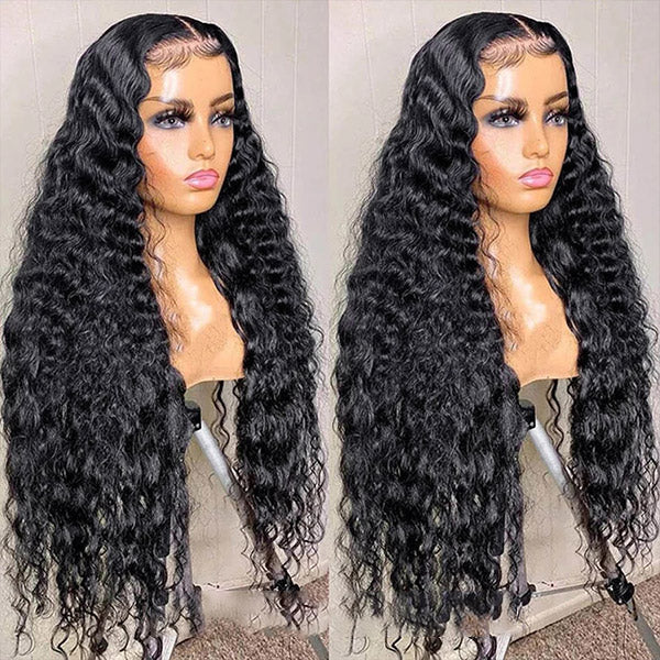 Glueless Water Wave 13*4 HD Lace Frontal Wigs Invisible Human Hair Wigs 30 32 34 Inch