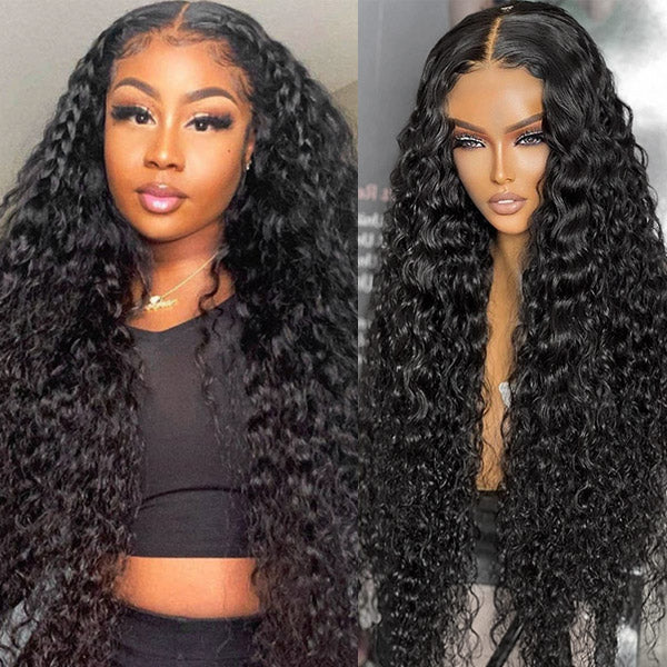 Water Wave Glueless Wigs 4x4 HD Lace Closure Wig Human Hair Wigs No Glue 200% Density