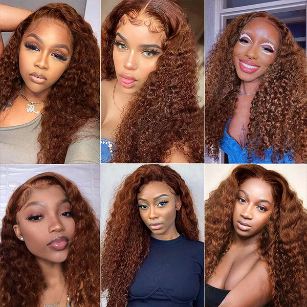 13x4 Deep Wave Frontal Wig Dark Brown HD Lace Wigs 