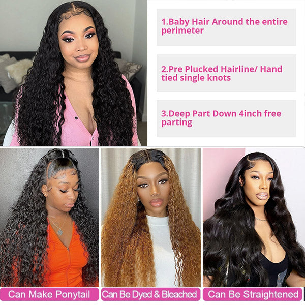 Water Wave Wigs 4x4 Lace Closure Wigs 5x5 HD Lace Closure Wig Human Hair Wigs Pre Plucked