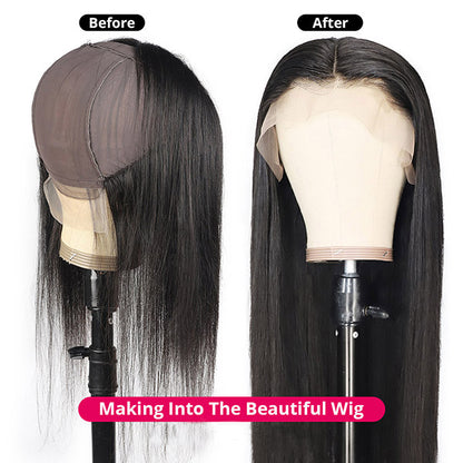 T Lace Closure Straight Human Hair Middle Part Frontal Closure