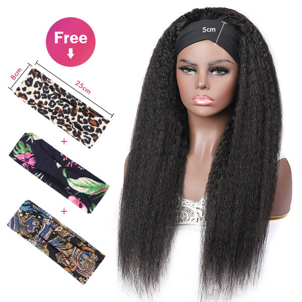 Yaki Straight Headband Half Wigs 100% Headband Wigs