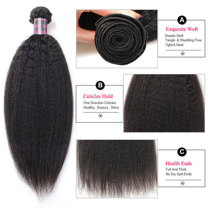 Ishow Hair 2 Bundles Yaki Straight Virgin Human Hair Extensions