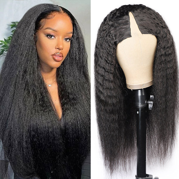 Kinky Straight V Part Wig No Lace Wigs Beginner Friendly Wigs