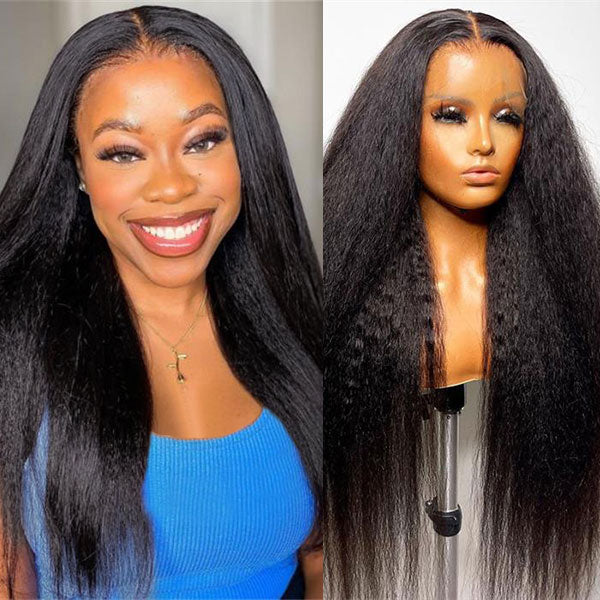 13x4 Kinky Straight Front Wigs Unprocessed Real HD Lace Wigs 32 Inch